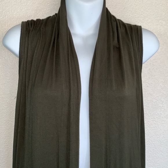 AGNES & DORA Cascade vest, knee length, olive, waterfall front S EUC - Picture 4 of 15